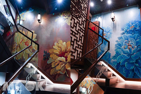 餐廳內牆壁繪有牡丹壁畫、各式水墨畫。 (圖／chinling_kuo)