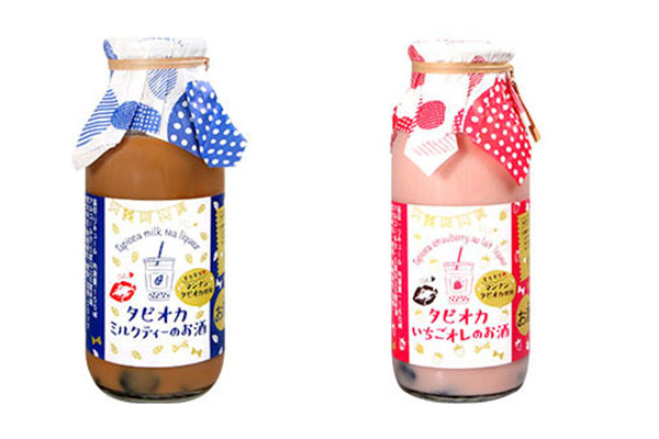 菊水酒造珍珠奶茶風味酒和草莓口味。