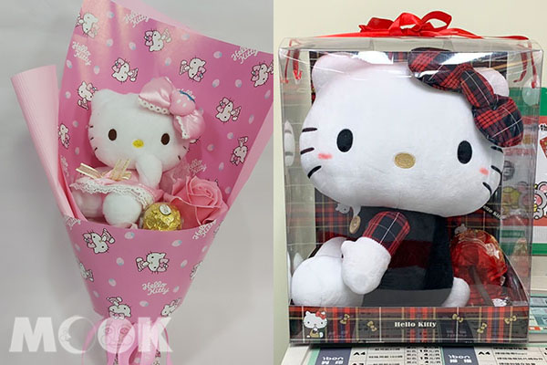 Hello Kitty花束( 圖 / 711 )、Hello Kitty傳情絨毛玩偶。( 圖 / cheriechang1217 )