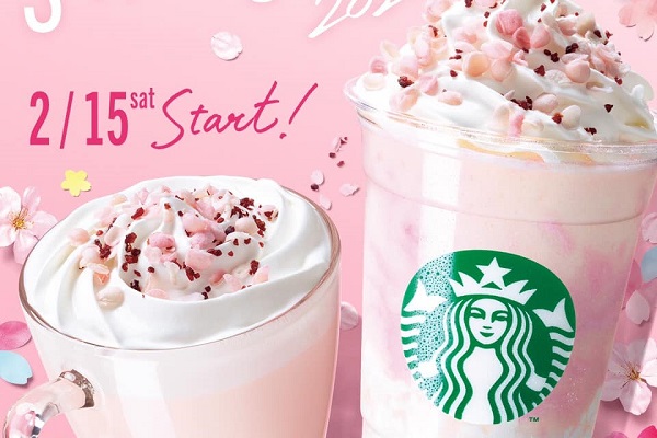 日本星巴克推出新品「櫻花牛奶布丁星冰樂」及「櫻花牛奶拿鐵」。