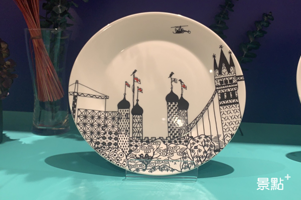倫敦印象彩繪餐瓷盤。