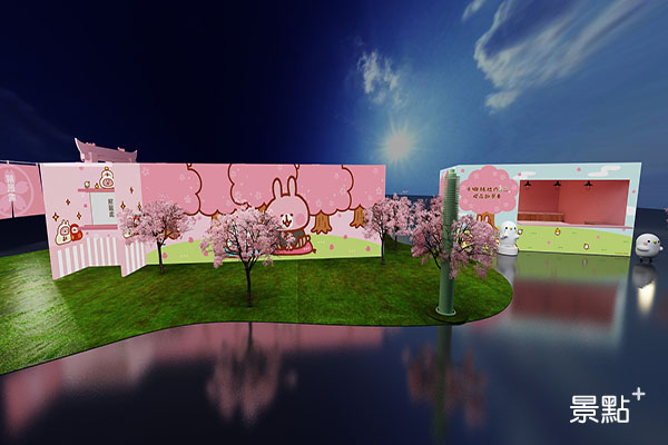 全展區打造四面三米高的櫻花趣限定牆。