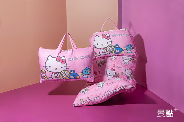 俏皮的網球Hello Kitty兒童睡袋，吸睛可愛，採用A級高彈性蓬鬆中空棉纖維。