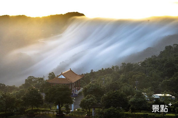 四十份雲瀑在金黃晨光中湧動，十分壯觀。(圖／taiwan_explorer2019)
