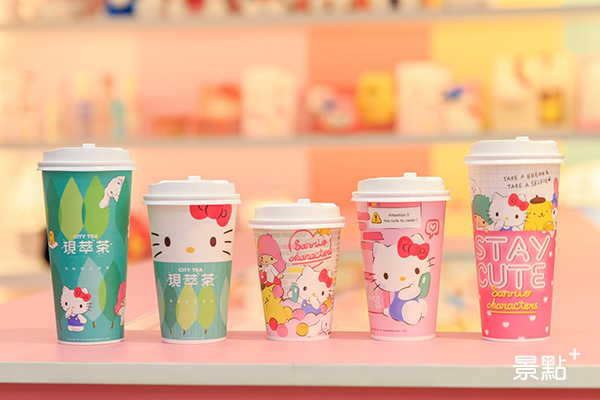 CITY CAFE咖啡杯、現萃茶也專為Sanrio三麗鷗聯名店推出全新專屬設計