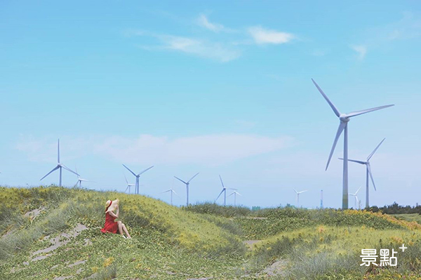 搭配遠方白色巨大風車，海岸瀰漫悠閒迷人的氛圍。 (圖／3more_hi4)