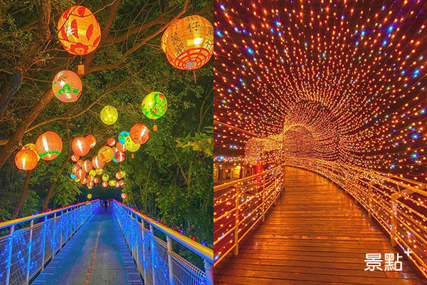 八卦山大佛風景區推出七夕活動，大量燈飾打造浪漫星光廊道。(圖／kun.0430，以下同)