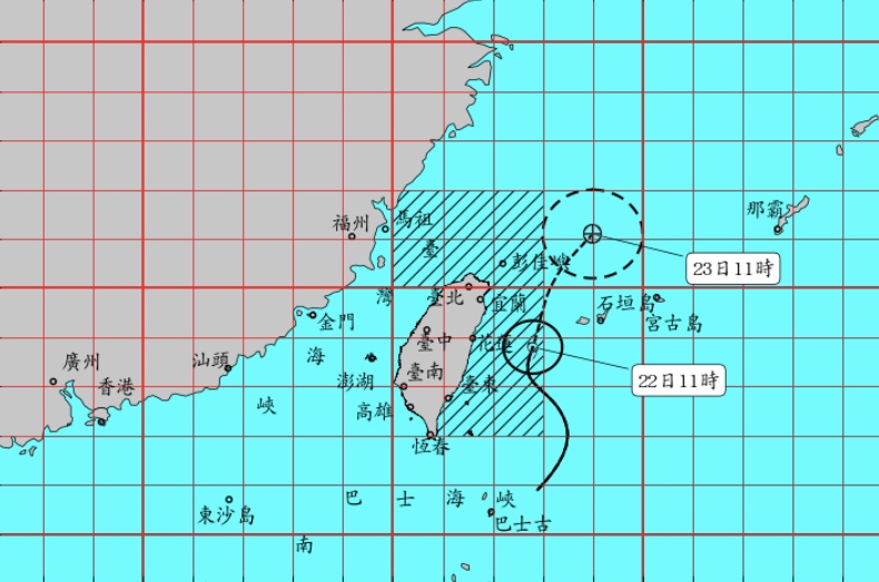 輕颱巴威22日生成，氣象局發佈海上警報。