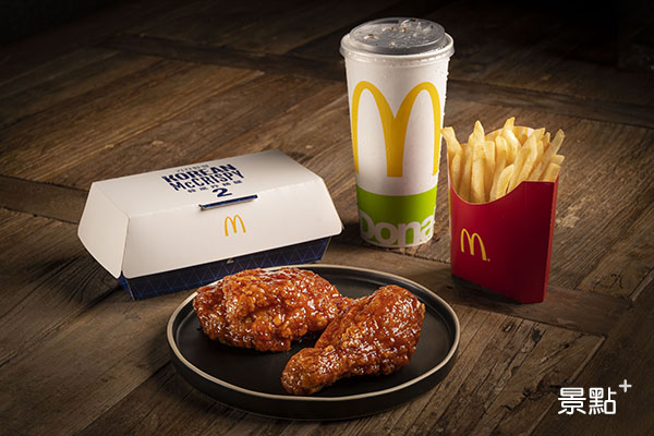 麥當勞推出期間限定「韓風炸鷄腿(2塊)經典套餐」185元；單點1塊65元。（圖／麥當勞）