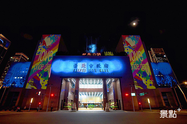 彩虹燈光投影秀內容融合臺北在地文化特色及彩虹元素並搭配主題音樂