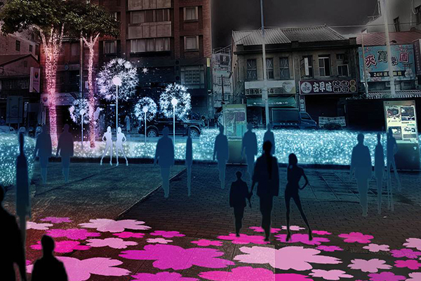 淡水老街廣場燈飾模擬示意圖-翻糖花園