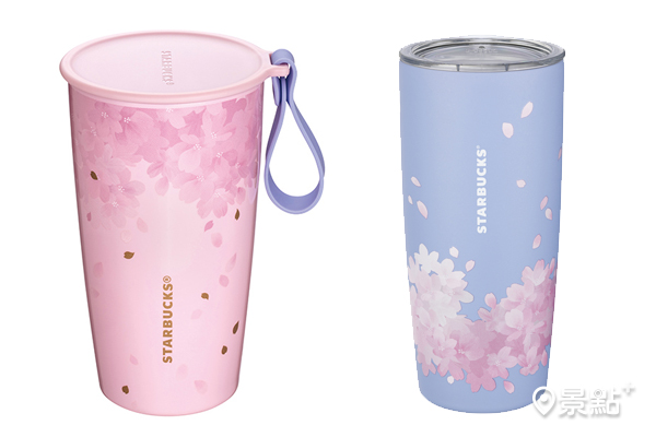 左為春櫻花舞提繩不鏽鋼杯，右為紫櫻夢幻不鏽鋼杯。（圖／星巴克，以下同）