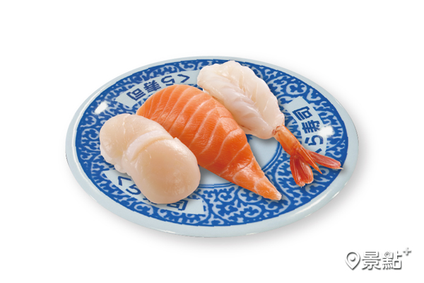 豪華三鮮(干貝-鮭魚-赤蝦)。（圖／藏壽司）