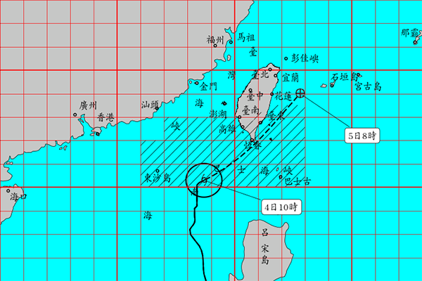 彩雲颱風切過恆春半島。