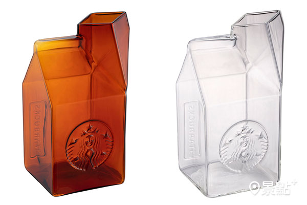 「透明女神玻璃牛奶盒」與「琥珀女神玻璃牛奶盒」。（圖／星巴克，以下同）