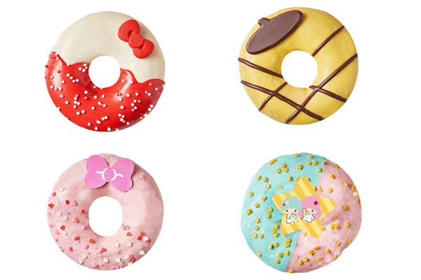 Hello Kitty甜甜圈、美樂蒂甜甜圈、雙星仙子甜甜圈、布丁狗甜甜圈，售價65元（個）。