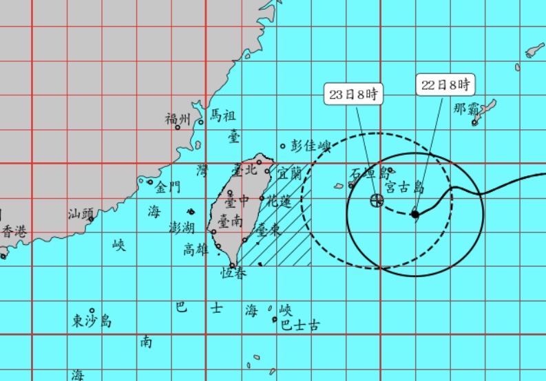 烟花颱風21日晚間已發布海上颱風警報。