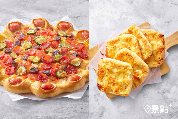 「火烤香腸派對比薩」混搭中西美味，不用動手烤就能享受。（圖／必勝客，以下同）