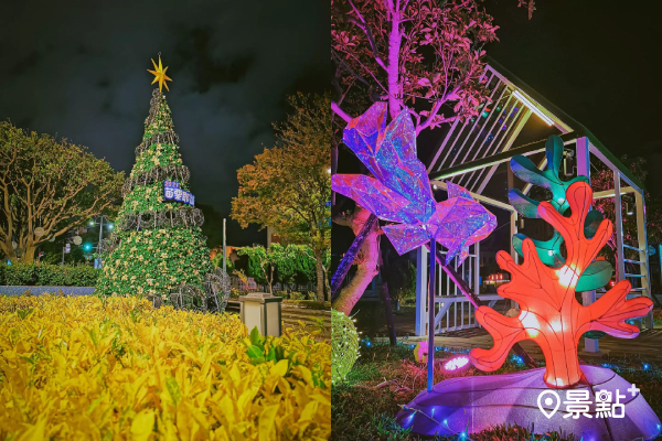 苗栗耶誕節活動在市公所及縣政府外圍都換上了聖誕裝飾和聖誕樹 (圖／tpo5088，以下同)
