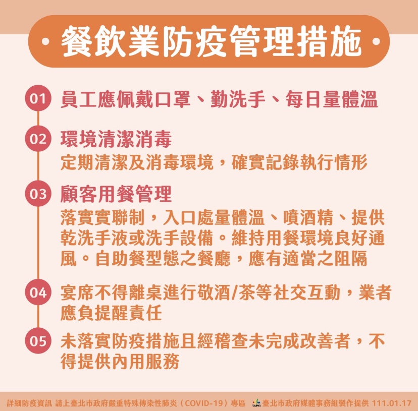 台北市餐廳防疫指引。