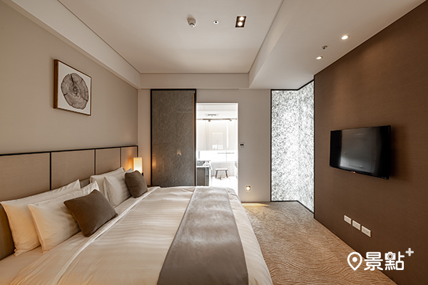 「水舍套房」臥室，典雅舒適的設計，融合東方禪意風格。