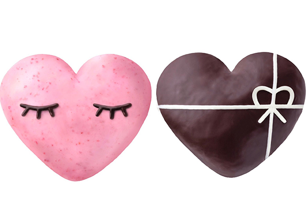 Mister Donut推出兩款全新的情人節專屬「愛心造型」甜甜圈。 (圖／Mister Donut，以下同)