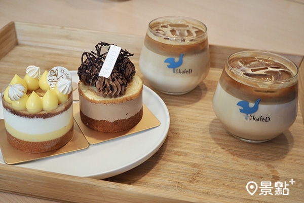 kafeD咖啡滴小蛋糕「巧克力二重奏」、「檸檬羅勒塔」。 (圖／cheriechang1217 )