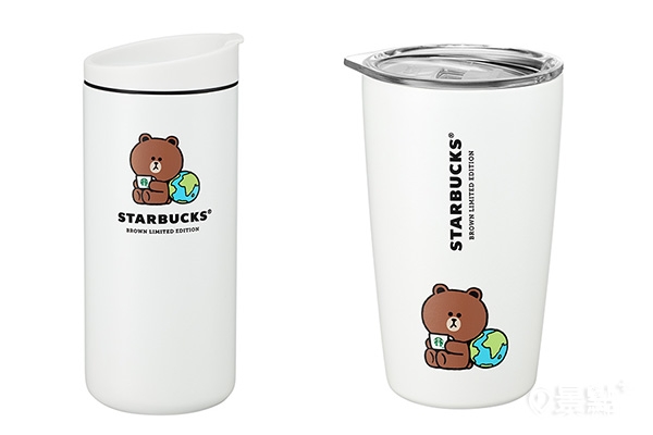 左為LINE FRIENDS熊護地球不鏽鋼杯，售價$950。右為LINE FRIENDS熊愛地球不鏽鋼杯，售價$900。