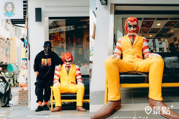 白寶奶奶雜貨店門口的邪惡小丑版的麥當勞叔叔超級吸睛。(圖／chinling_kuo)