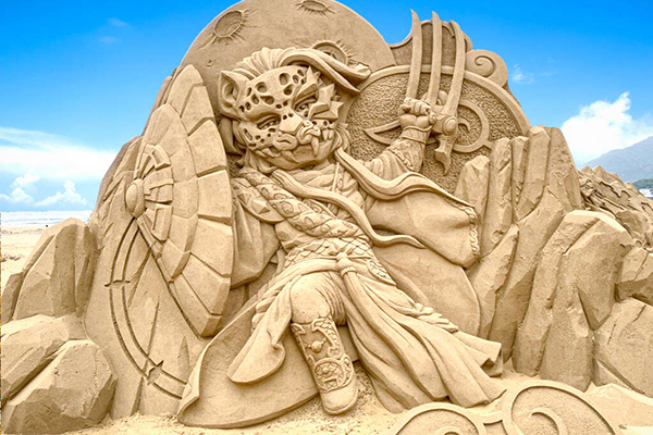 今年福隆沙雕共展出36座霹靂沙雕。