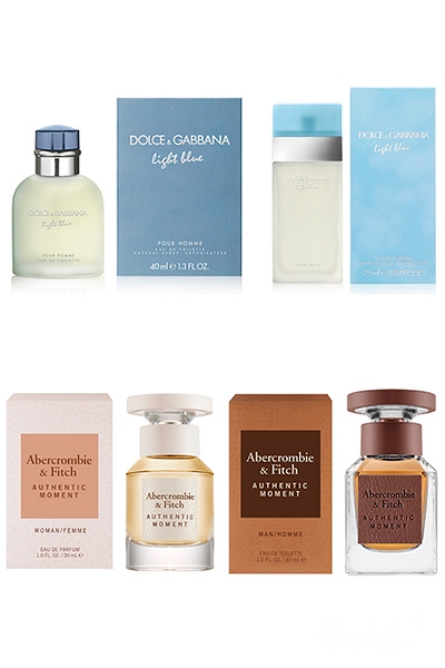 DOLCE&GABBANA淺藍系列香水與AUTHENTIC MOMENT真我時光香水。