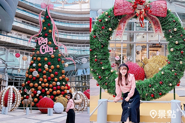 15米蝴蝶結聖誕樹、巨大耶誕花圈能拍出歡樂繽紛的耶誕氛圍。（圖／tobeybears）