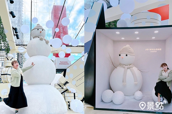 萌拍巨型雪人禮物盒！白色雪球聖誕造景可愛爆棚