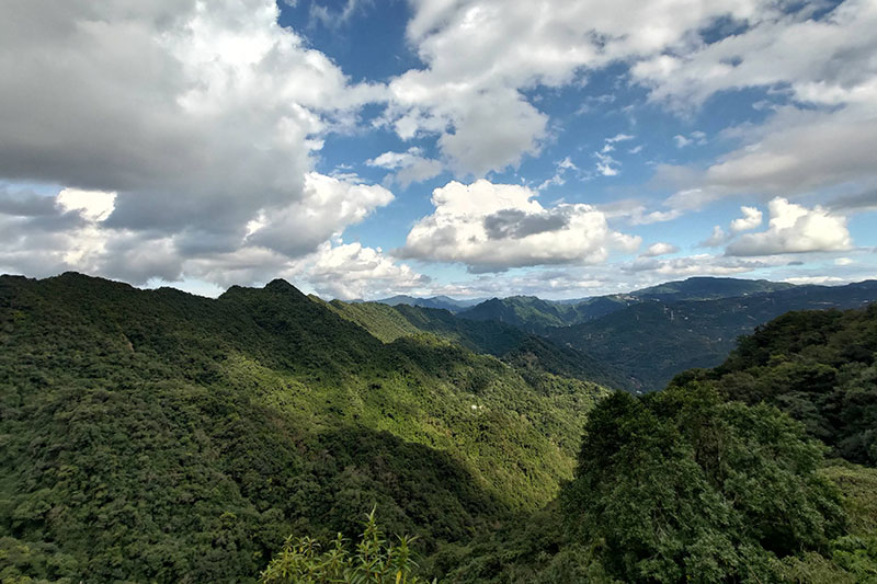 二格山登山步道鳥瞰層層山巒。