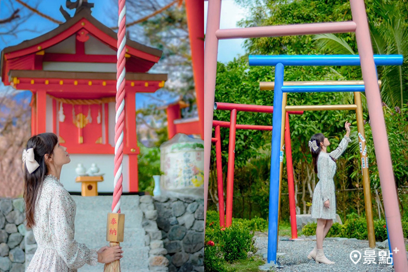 台東八幡神社供奉著日本神明，有著彩虹色千鳥居長廊拍起來超可愛。(圖／tintinghi，以下同)