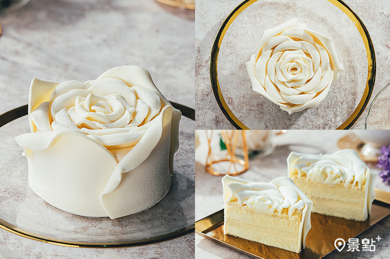 BAC「戀綻玫瑰」手工擬真白玫瑰蛋糕， 讓初戀般的純粹真心如潔白的花瓣綻放。（圖／BAC，以下同）