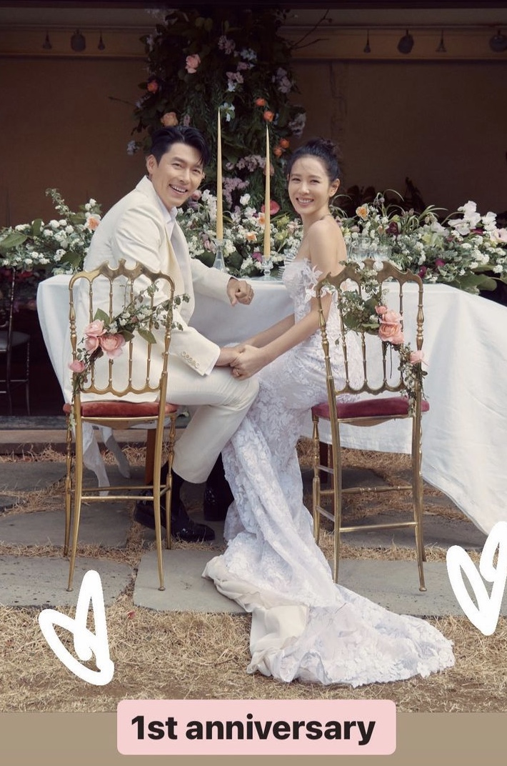  孫藝真在其個人社交平台貼出慶祝結婚一週年的婚紗照。（圖 / yejinhand，以下同）
