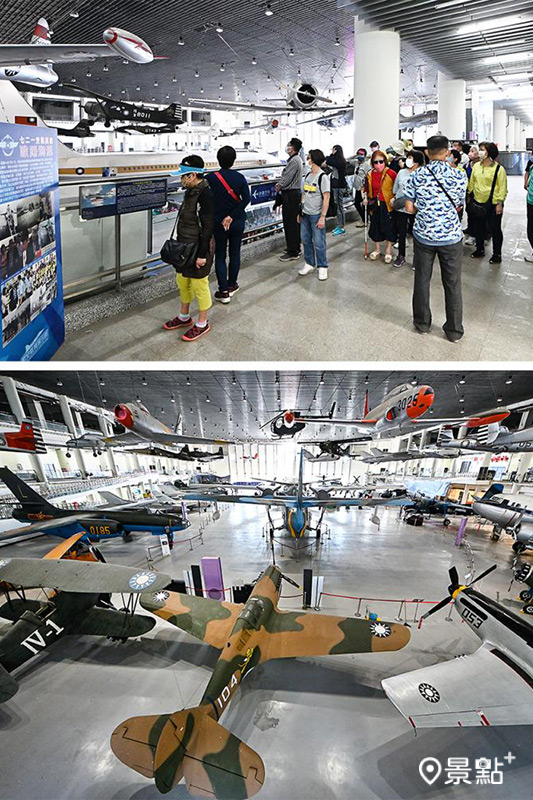 航空教育展示館是亞洲首座懸吊式飛機博物館，並展示空軍建軍以及中共投誠時曾經使用的軍用航空器。