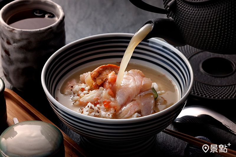 注入自京都名菜「鯛茶漬け (鯛茶泡飯)」特色吃法。