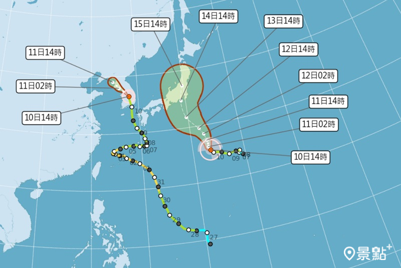 蘭恩轉中颱卡努貫穿韓國！颱風引西南氣流西半部防大雨雷雨