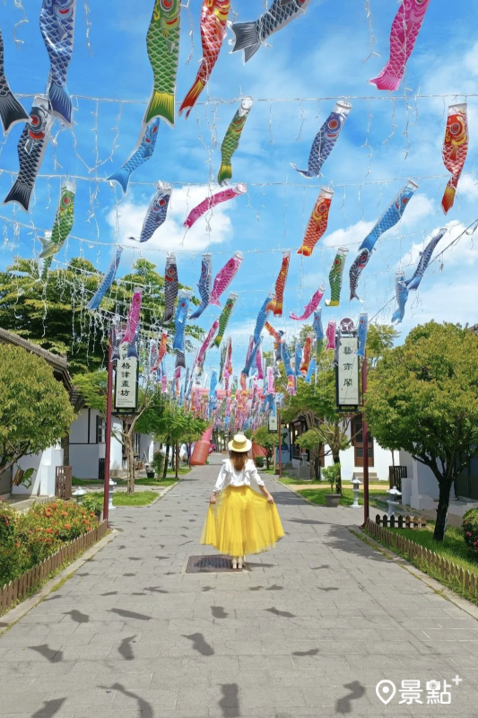 桂花巷藝術村鯉魚旗為必打卡的取景點。