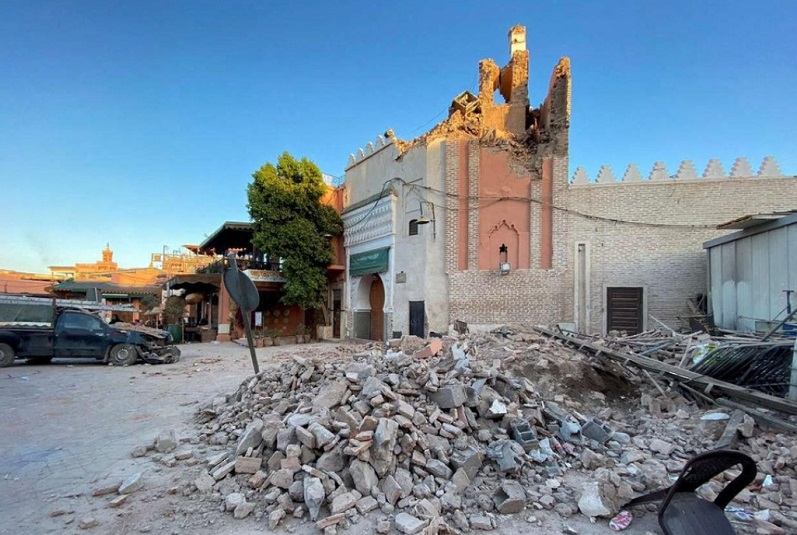 摩洛哥9月8日發生強震，帶來毀滅性的災難，死亡至少2122人。（圖／ Twitter ONA_eng）