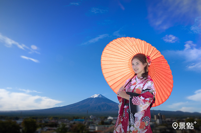 還可換上和服或盔甲，與富士山留下美麗的紀念照。