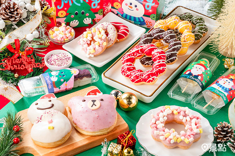 Mister Donut即日起推出7款耶誕限定商品，另有限時優惠5送2不可錯過！（圖／Mister Donut，以下同）