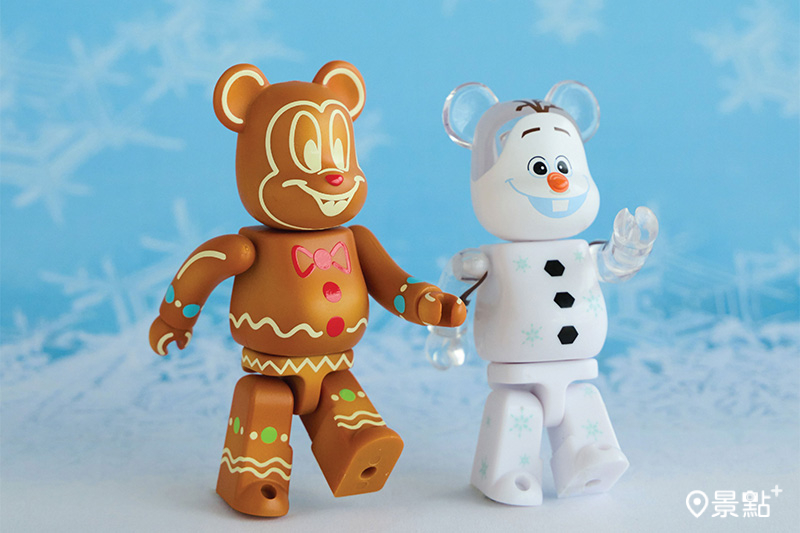 BE@RBRICK Gingerbread Mickey Mouse及BE@RBRICK Olaf。