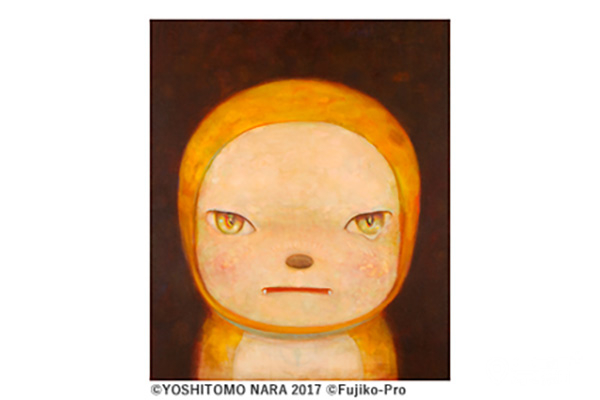 奈良美智「依然被胖虎搶走蝴蝶結的哆啦美@深夜」©YOSHITOMO NARA 2017 ©Fujiko-Pro。