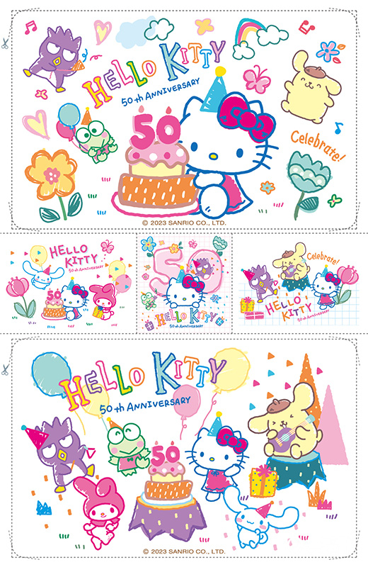 Hello Kitty 50周年票卡貼紙。