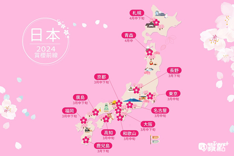 2024日本賞櫻景點花期預測。