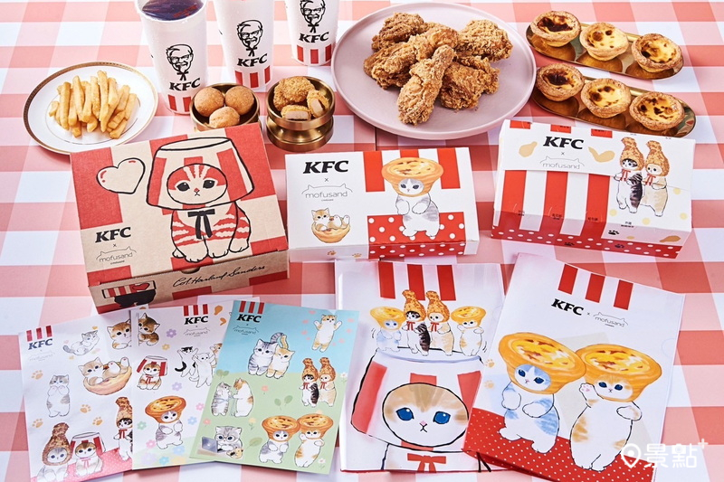 肯德基獨家聯名日本超高人氣的「mofusand 貓福珊迪」推出3組貓福珊迪K哇伊套餐。（圖／肯德基，以下同）