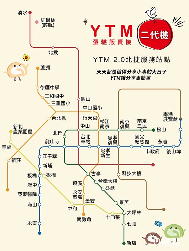 亞尼克捷運YTM站點地圖。